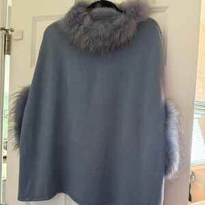 Love Token poncho with fur trim